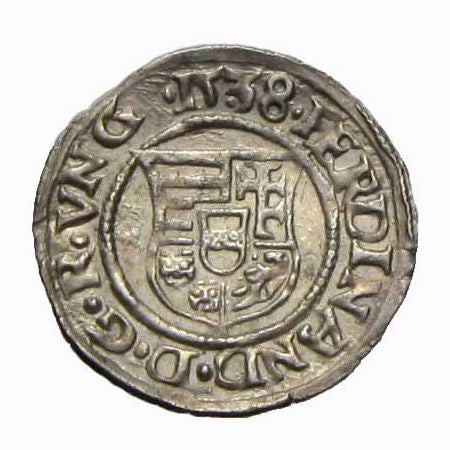 I. Ferdinánd 1538 KB denár