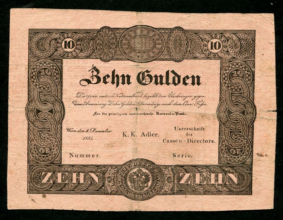 1834 10 Gulden Formular