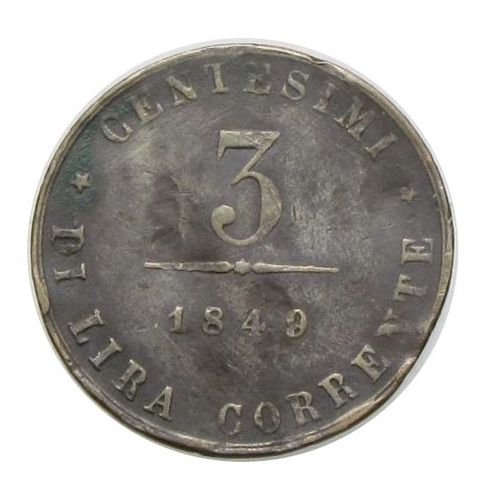 V. Ferdinánd 1849 ZV 3 centesimi