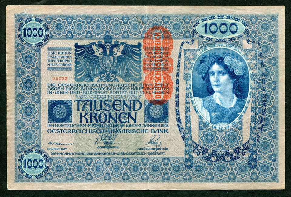 1902 1000 Korona DÖ felülbélyegzés