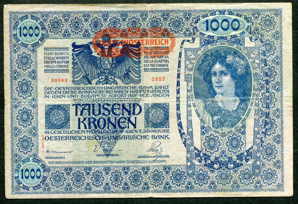 1902 1000 Korona DÖ felülbélyegzés változat II.
