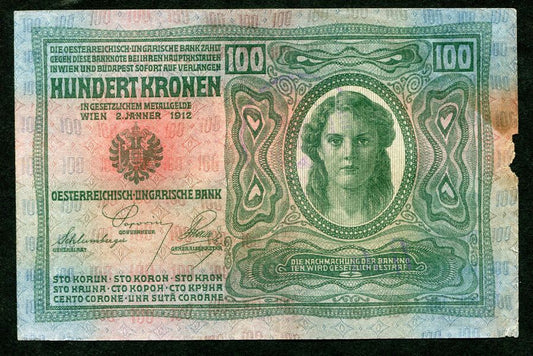 1912 100 Korona Óbecse felülbélyegzés