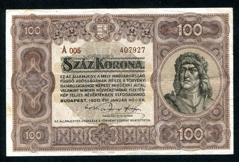 1920 100 Korona - barna sorszám