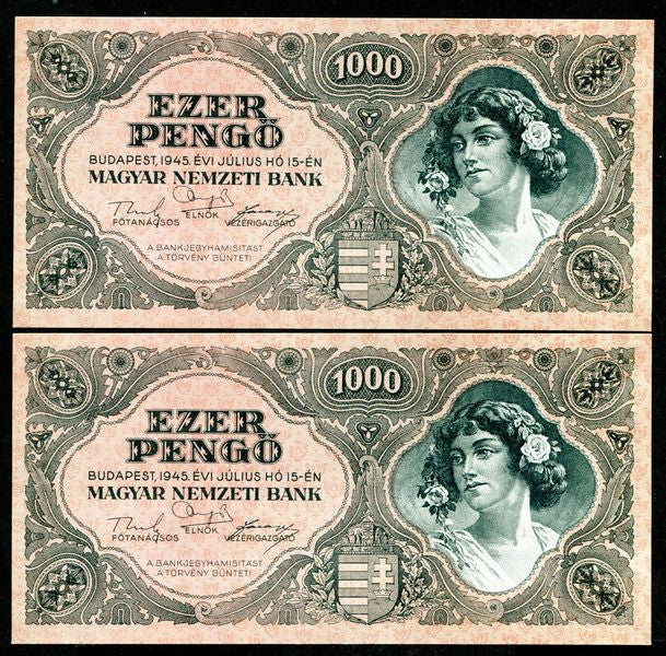 1945 F 1000 Pengő - sorszámkövető
