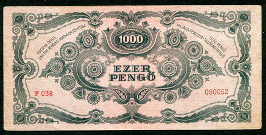 1945 F 1000 Pengő felülbélyegezve