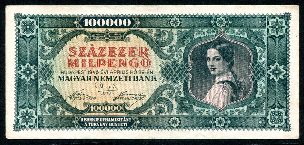 1946 B 100000 Milpengő
