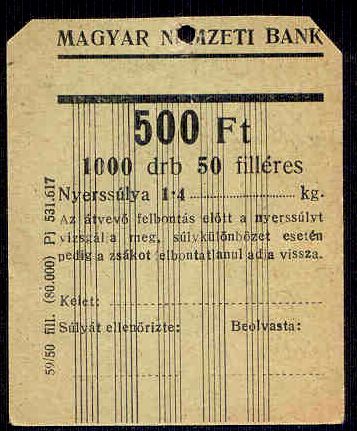 1953 50 fillér zsákfüggvény