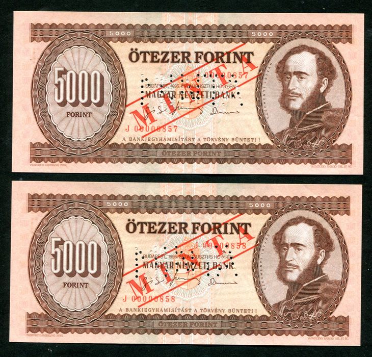 1995 J 5000 Forint MINTA - sorszámkövető