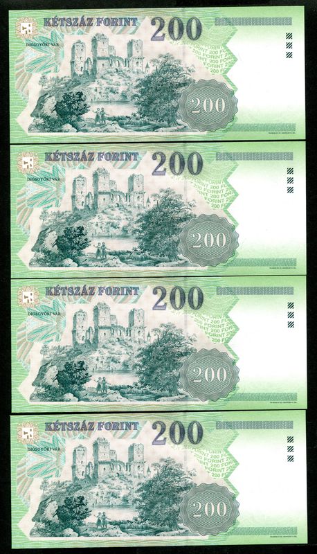 1998 200 Forint FF 4db sorszámkövető
