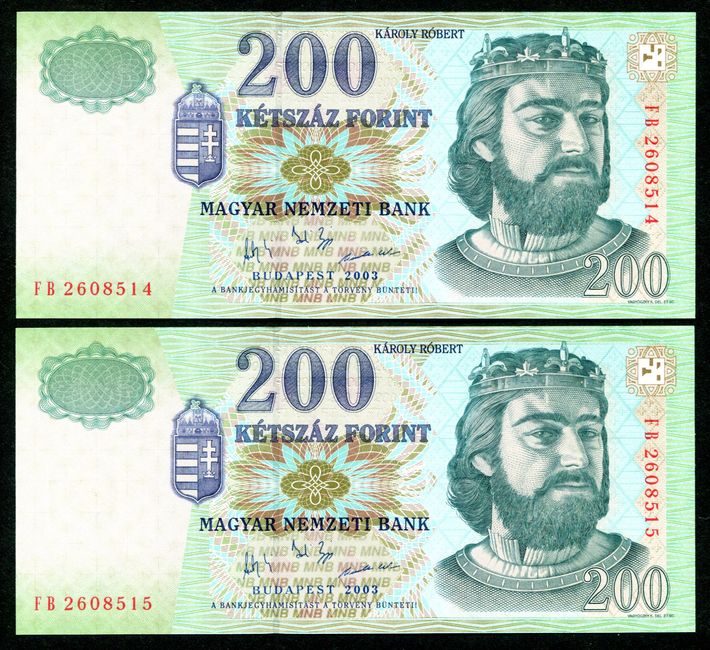 2003 200 Forint FB - sorszámkövető