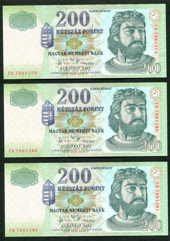 2007 200 Forint FB 3db sorszámkövető