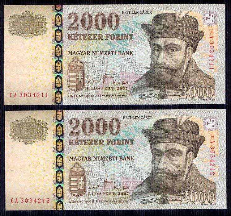2007 2000 Forint CA - sorszámkövető
