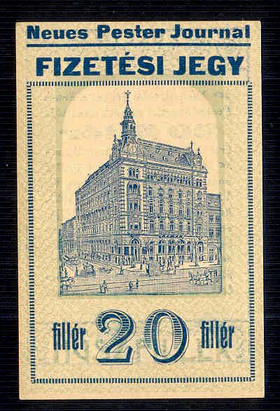 Budapest Neues Pester Journal 20 fillér