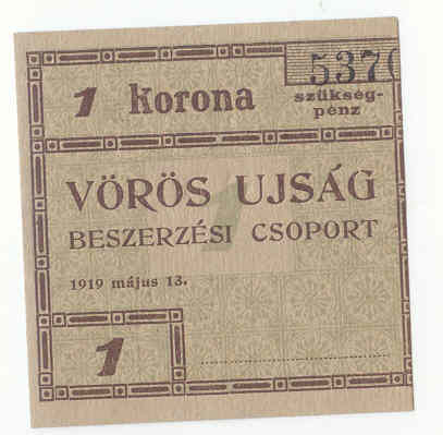 Budapest Vörös Újság 1 Korona III