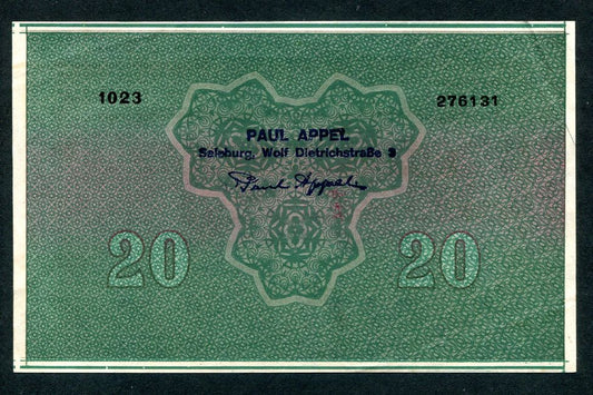 Donaustaat Noten 20 Korona - felülnyomva lottónak