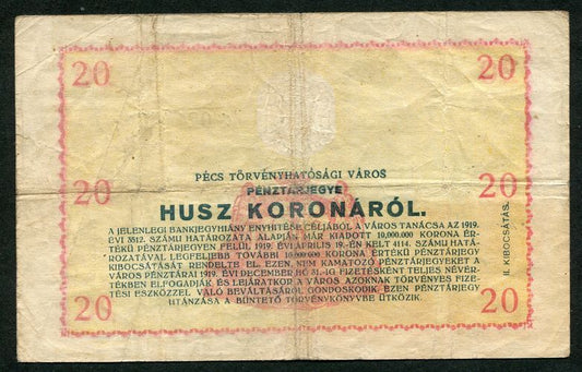 Pécs 1919 20 Korona II. kiadás