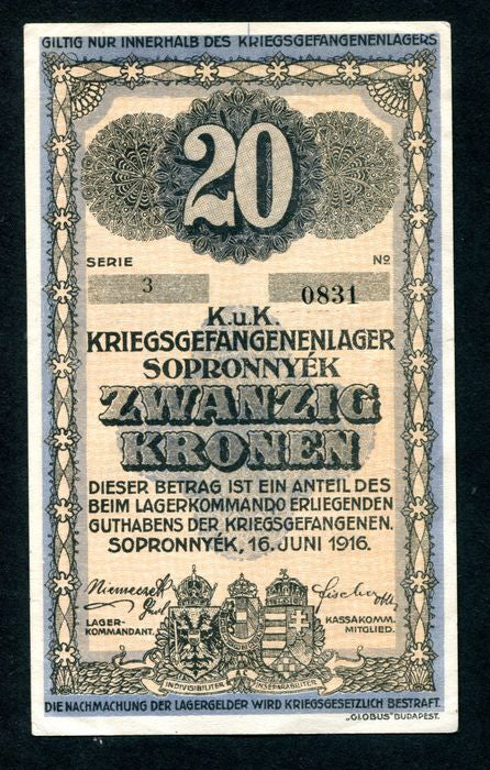 Hadifogolytábor - Sopronnyék 20 Korona