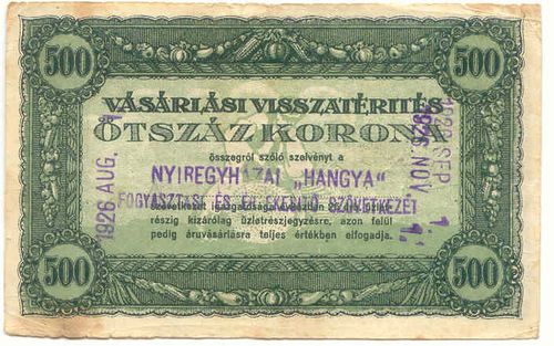 Vásárlási visszatérítés 500 Korona