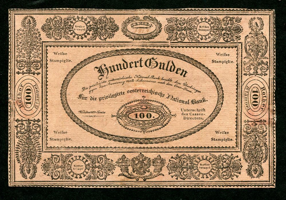 1825 100 Gulden Formular