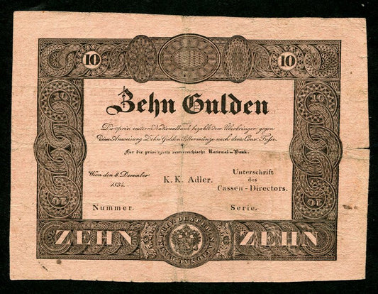 1834 10 Gulden Formular