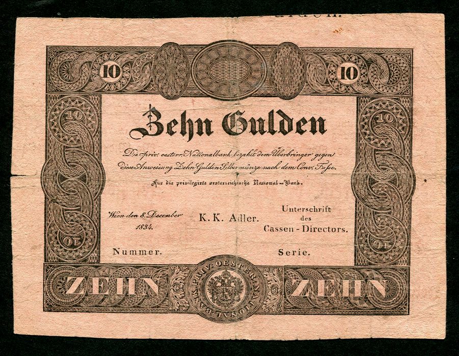 1834 10 Gulden Formular