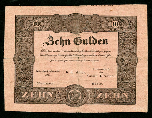 1834 10 Gulden Formular