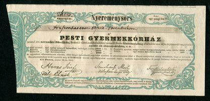 1842 Pesti gyermekkórház sorsjegy - vízjeles