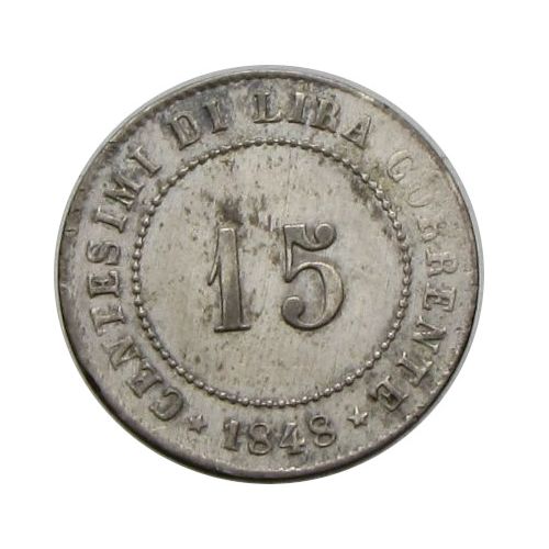 V. Ferdinánd 1848 ZV 15 centesimi