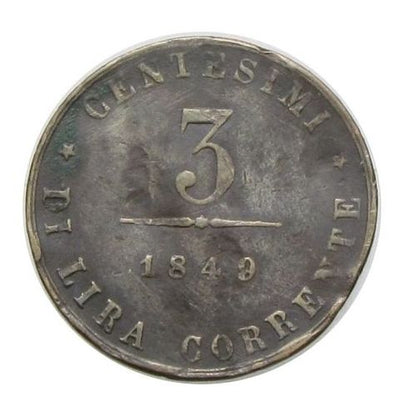 V. Ferdinánd 1849 ZV 3 centesimi