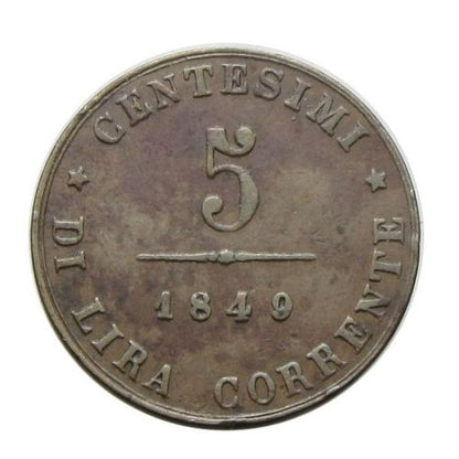 V. Ferdinánd 1849 ZV 5 centesimi