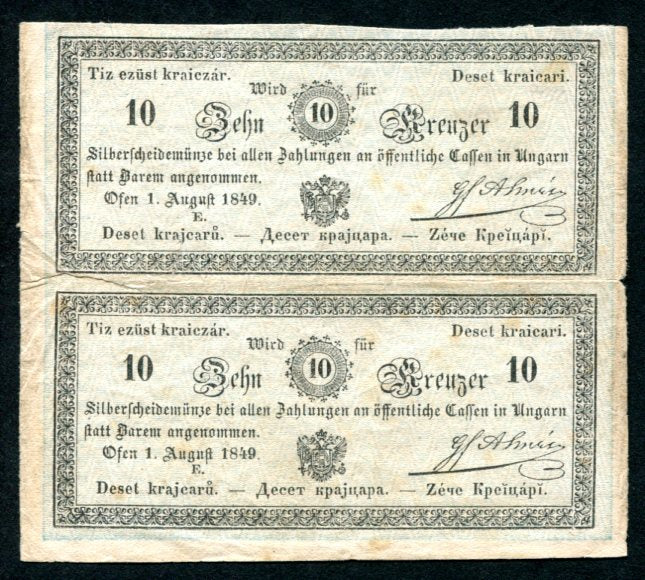 1849 Almásy ív 10 krajcár E