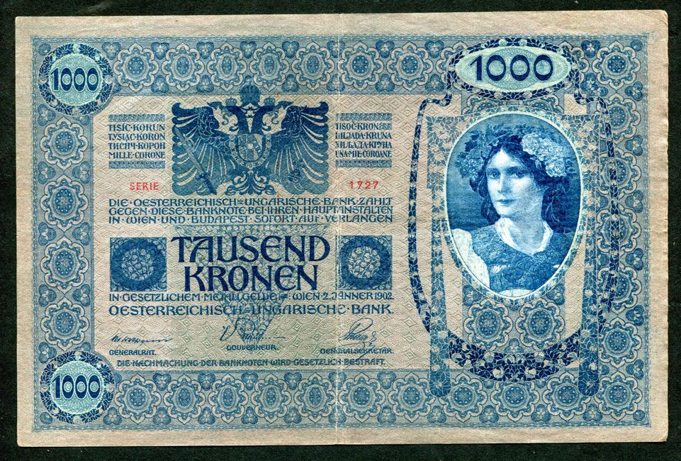 1902 1000 Korona DÖ felülbélyegzés