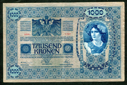 1902 1000 Korona DÖ felülbélyegzés