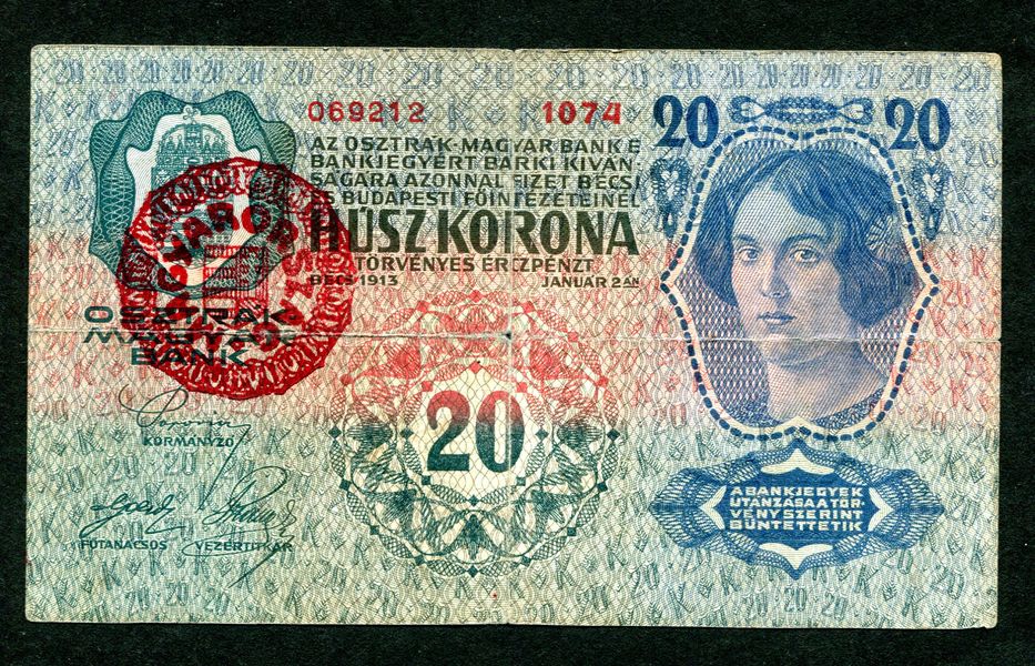 1913 / 1920 20 Korona - Magyarország felülbélyegzés