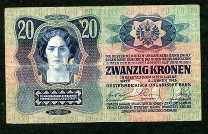 1913 / 1920 20 Korona - Magyarország felülbélyegzés