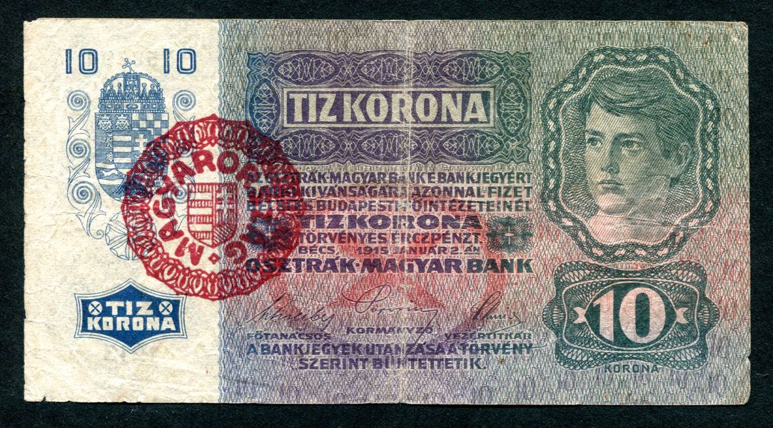 1915 10 Korona - Magyarország felülbélyegzés