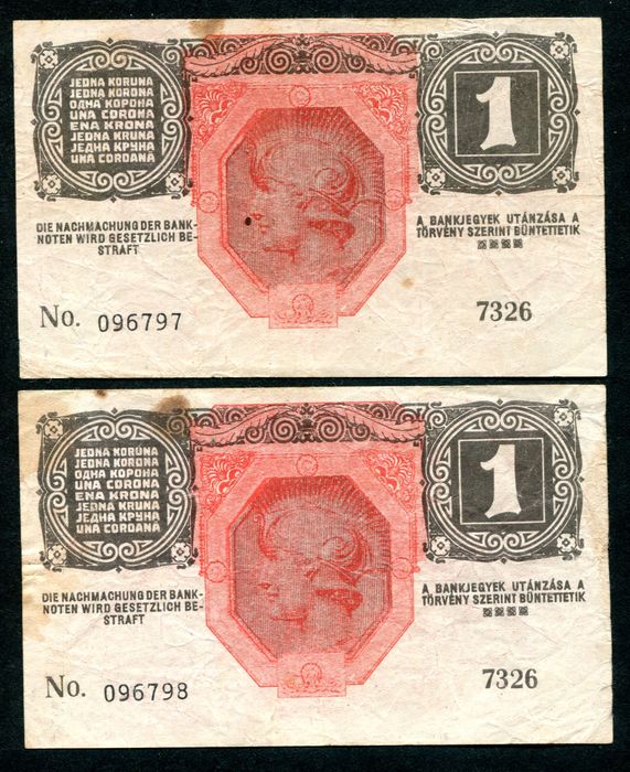 1916 - 1919 1 Korona sorszámkövető