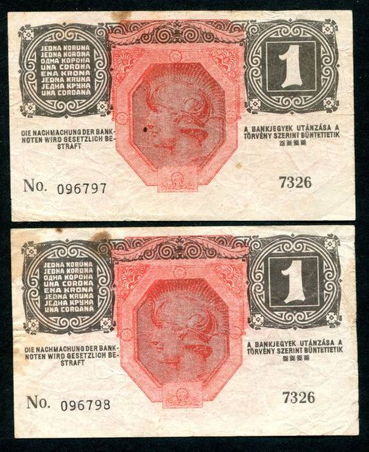 1916 - 1919 1 Korona sorszámkövető