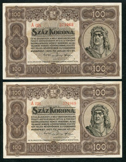 1920 100 korona - sorszámkövető