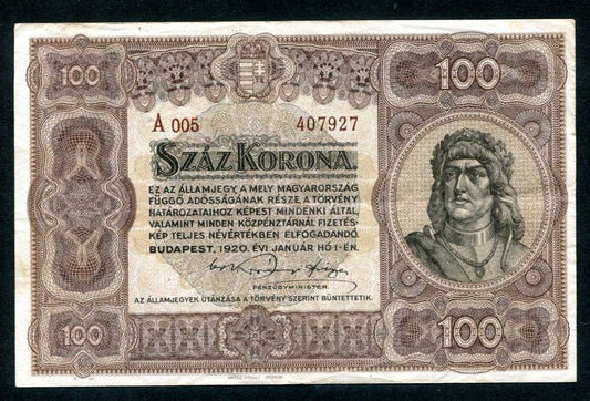 1920 100 Korona - barna sorszám