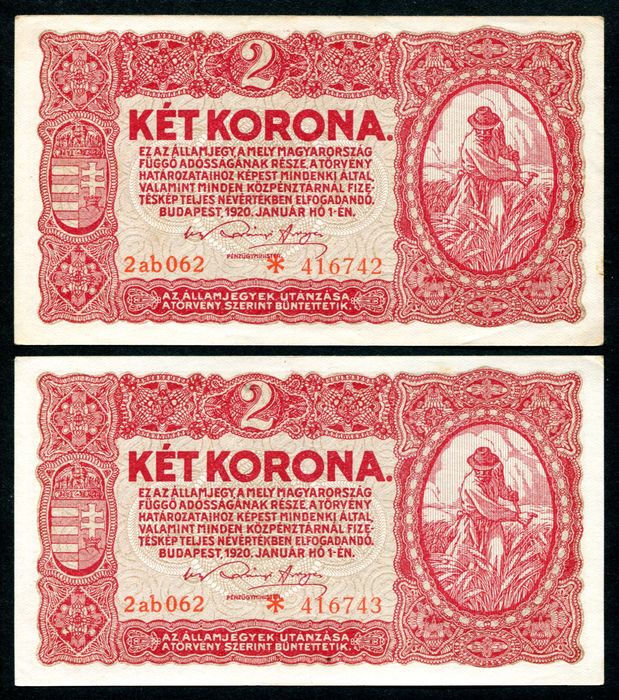 1920 2 Korona csillagos - sorszámkövető