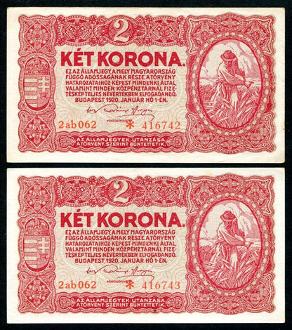 1920 2 Korona csillagos - sorszámkövető