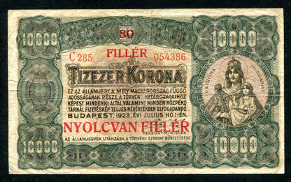 1923 10000 Korona - 80 fillér
