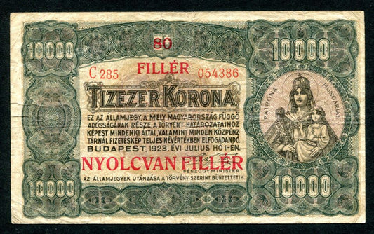 1923 10000 Korona - 80 fillér