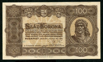 1923 100 Korona - Magyar Pénzjegynyomda Rt.