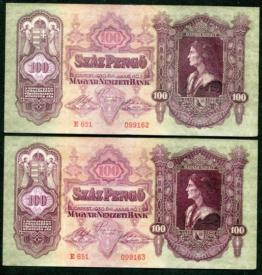 1930 E 100 Pengő - sorszámkövető