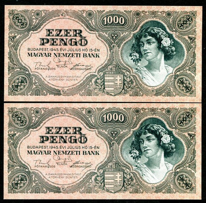 1945 F 1000 Pengő - sorszámkövető