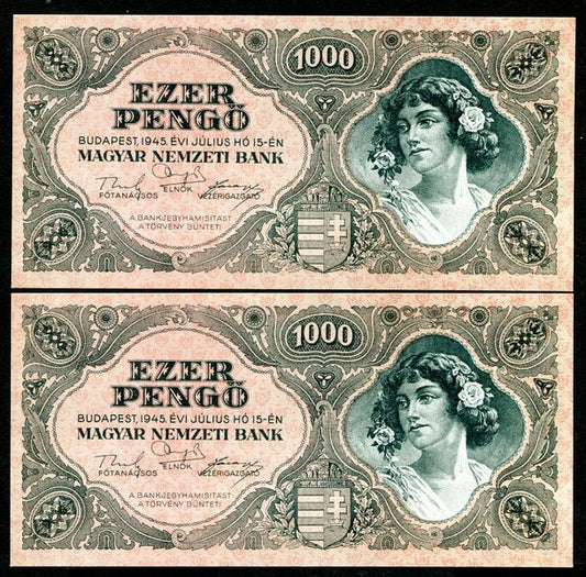 1945 F 1000 Pengő - sorszámkövető