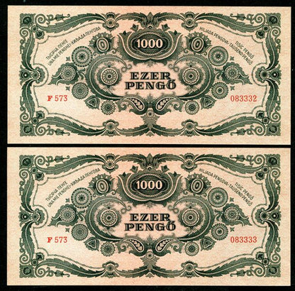 1945 F 1000 Pengő - sorszámkövető