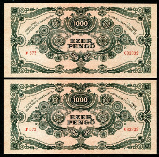 1945 F 1000 Pengő - sorszámkövető